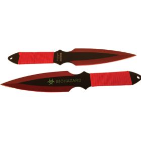 2 Piece Throwing Knife Red Color BioHazard