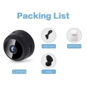 1pc A9 Mini Camera; HD 720P 2.4G Wifi IP Camera; Night Vision (Color: Black)