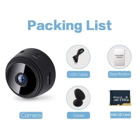 1pc A9 Mini Camera; HD 720P 2.4G Wifi IP Camera; Night Vision (Color: Black 64G SD Card)